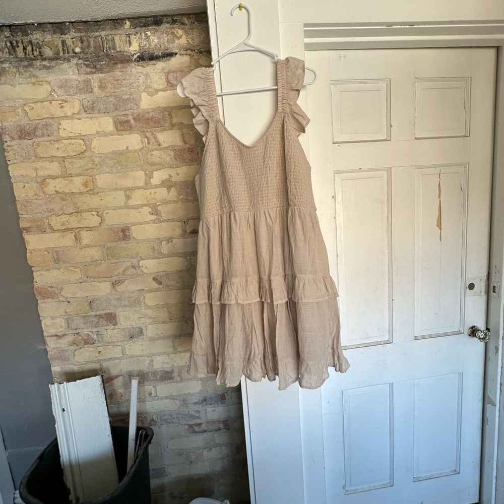 Women’s Cream Dress with Ruffle Sleeves
